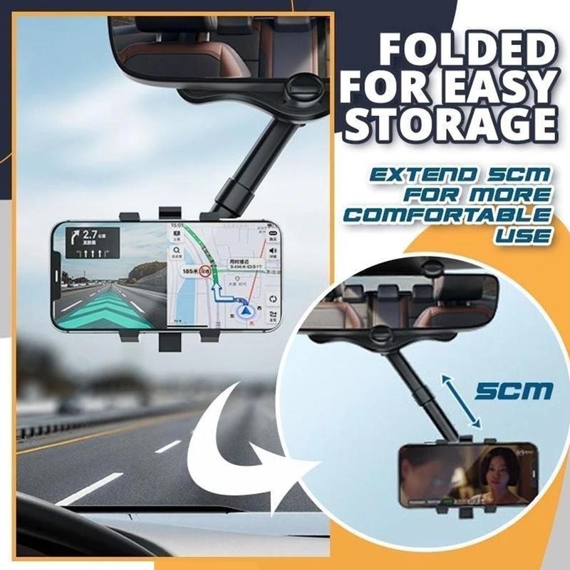 360 Rotatable Rearview Mirror Phone Holder for Cars: Universal & Convenient