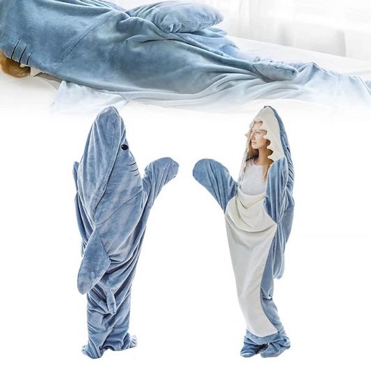 Sand Carving Shark Sleeping Bag Pajamas: Flannel Home Wear