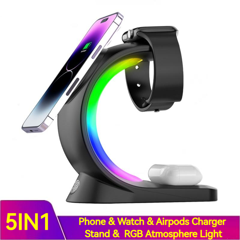 4-in-1 Magnetic Wireless Charger with Fast Charging for Smartphones, AirPods Pro, & Apple Watch