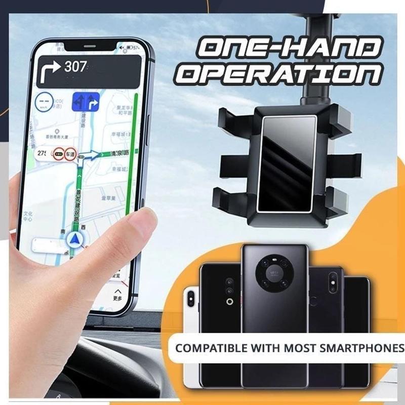 360 Rotatable Rearview Mirror Phone Holder for Cars: Universal & Convenient