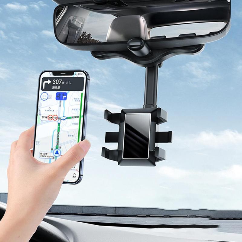 360 Rotatable Rearview Mirror Phone Holder for Cars: Universal & Convenient